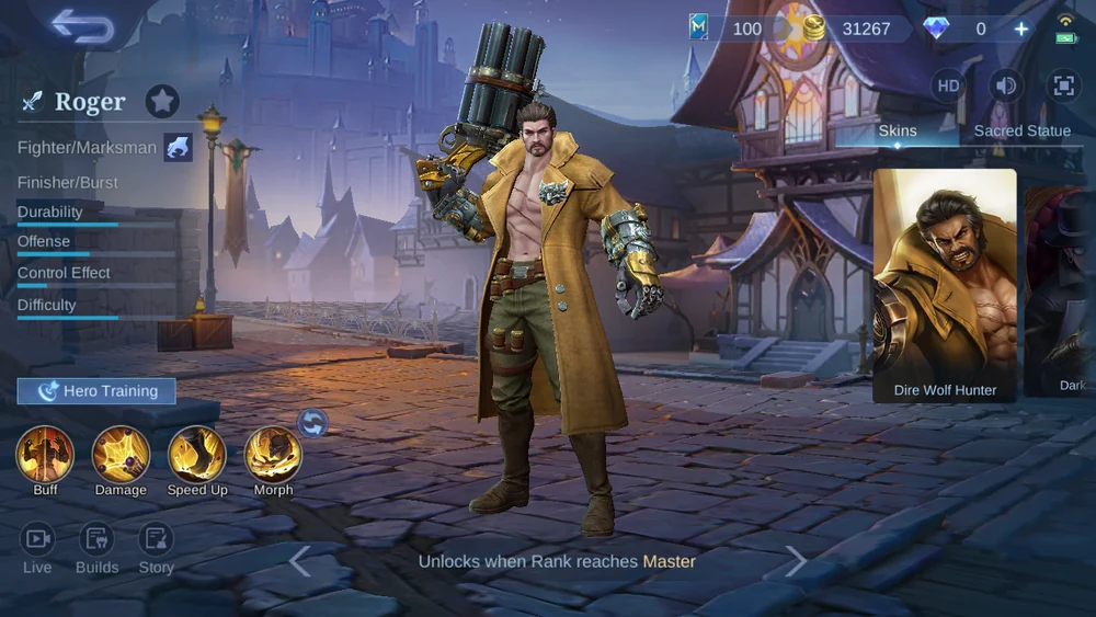 Roger Fighter Marksman hero page in-game screenshot