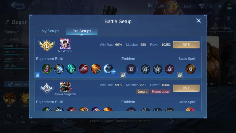 Roger in-game Pro Setup snapshot 1