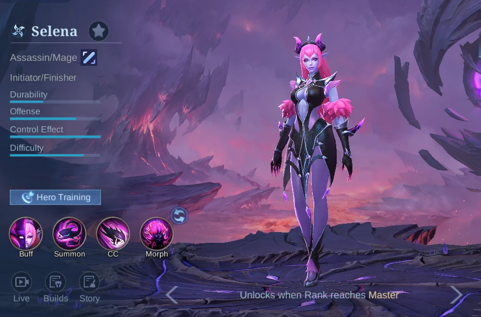 Selena Assassin and Mage hero overview in MLBB