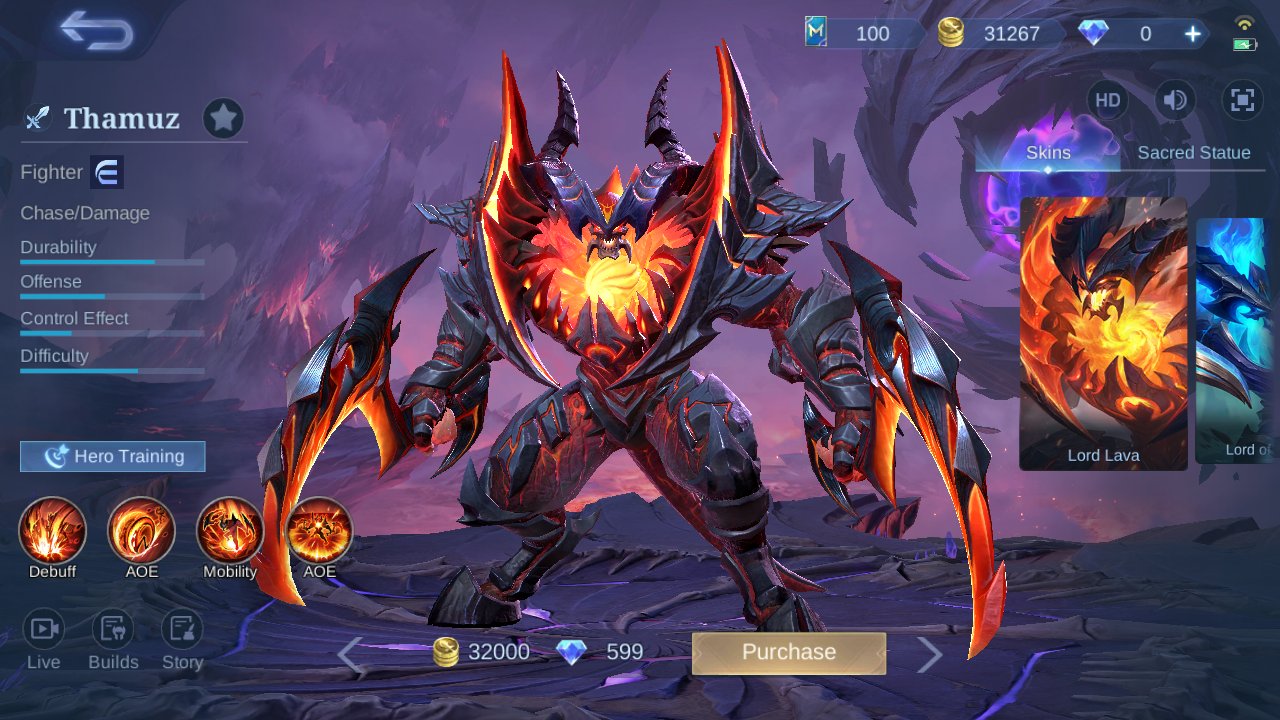 Thamuz hero page observed in-game