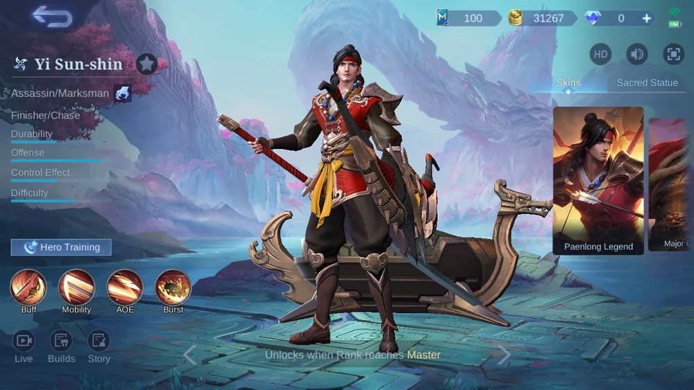 Yi Sun-shin Assassin Marksman hero page in-game screenshot