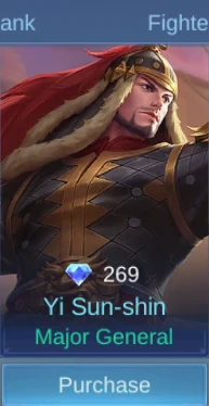 Major General Yi Sun-shin skin card in-game