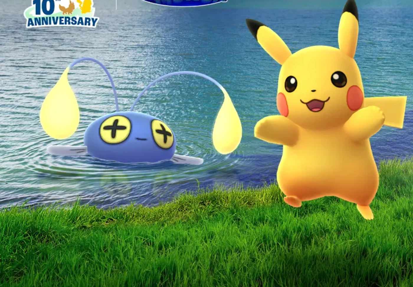 Pokémon GO 活動美術中的皮卡丘和燈籠魚，用於 GO Pass 日常進度規劃