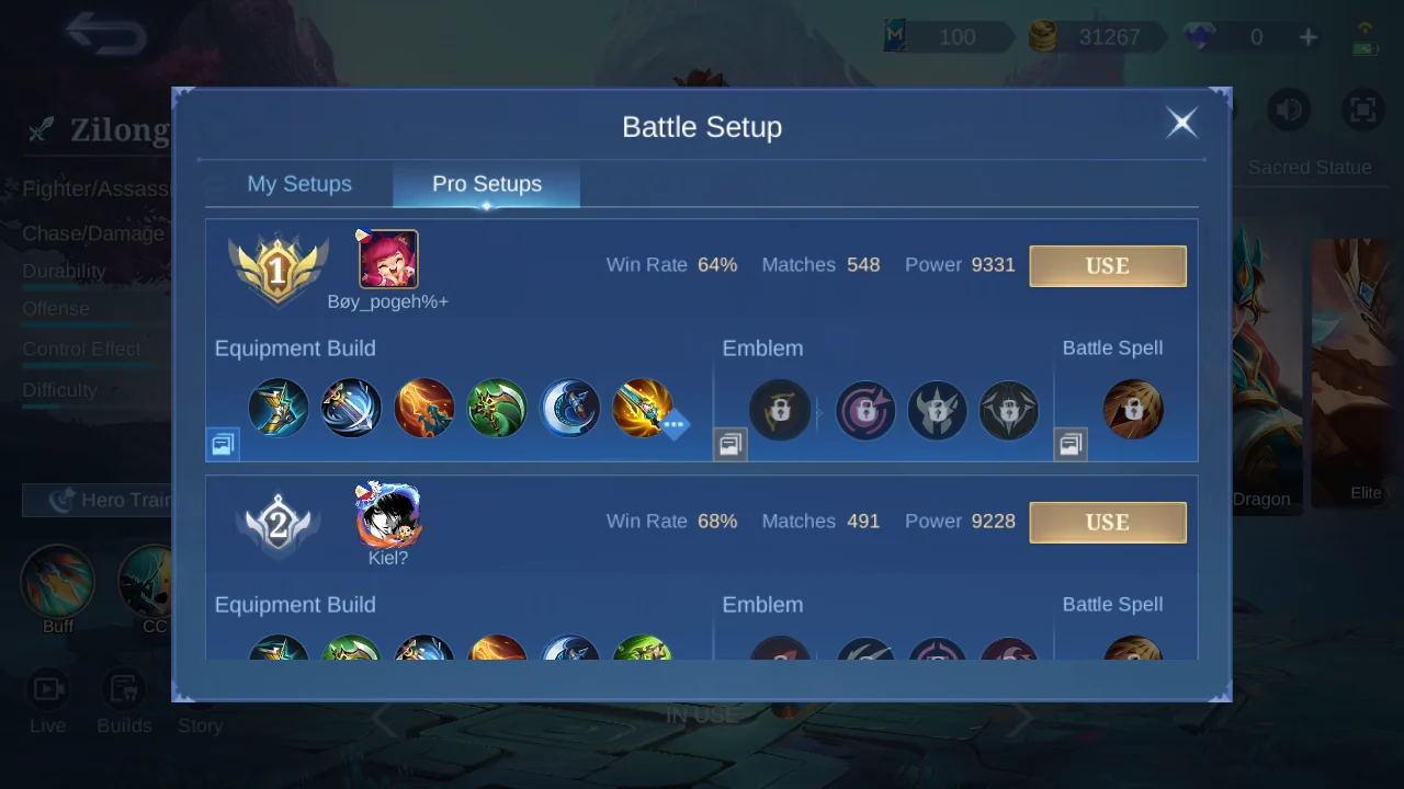 Zilong Pro Setup rank 1