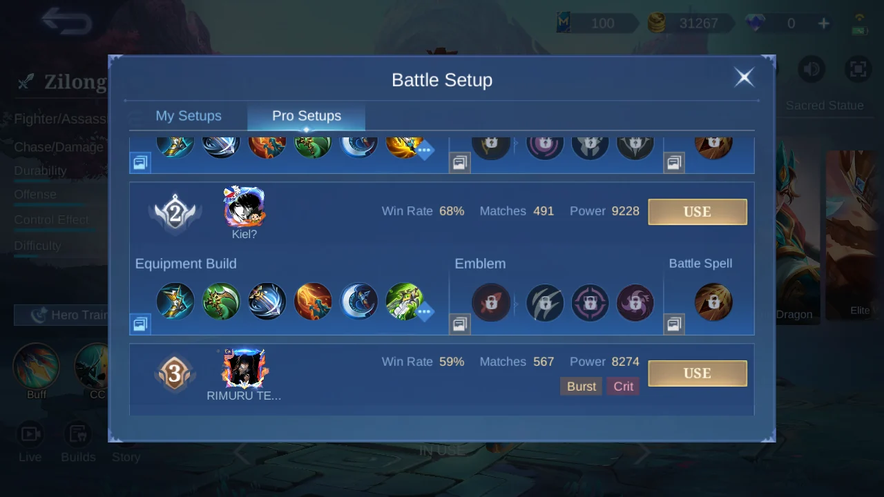 Zilong Pro Setup rank 2