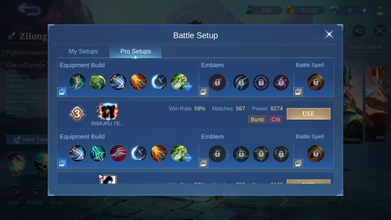 Zilong Pro Setup rank 3