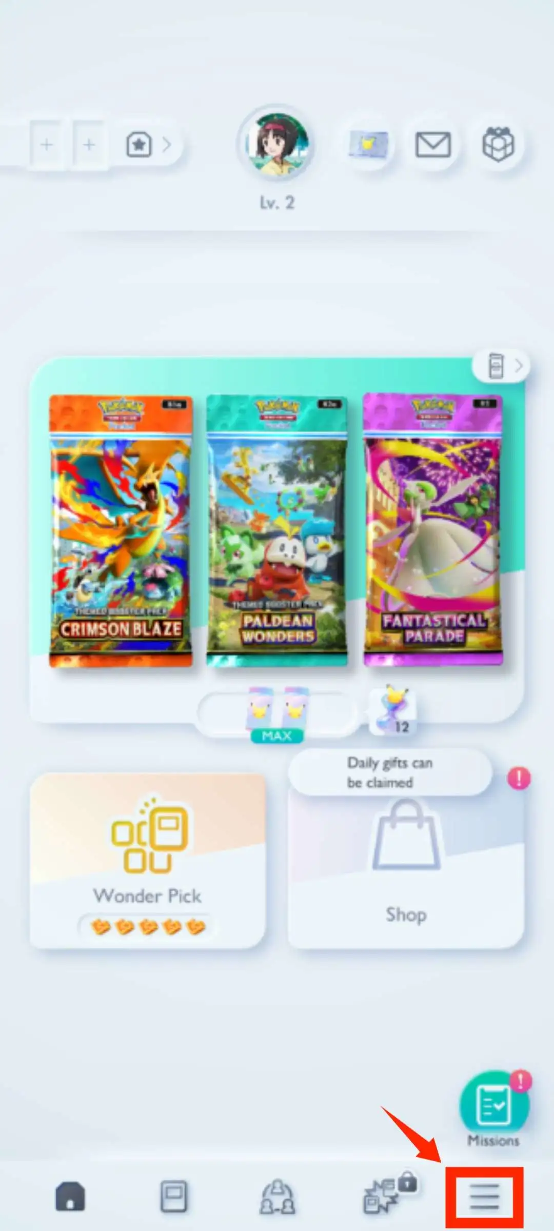 Pokémon TCG Pocket entry point for account information