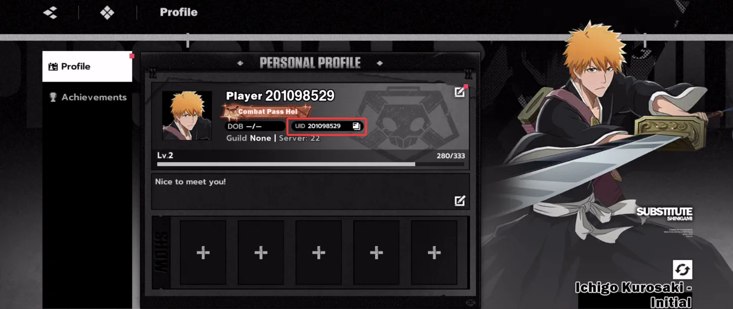 BLEACH: Soul Resonance UID interface