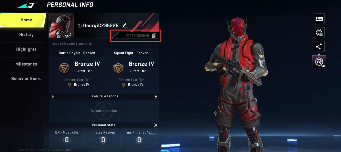 Blood Strike profile page shows UID