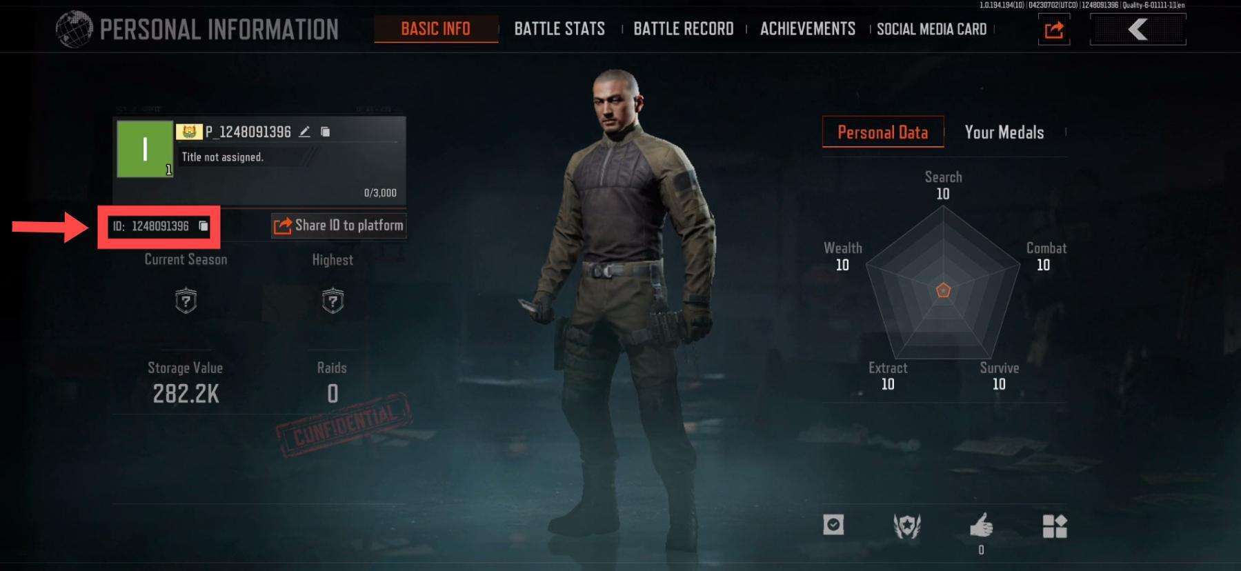 Arena Breakout ID interface