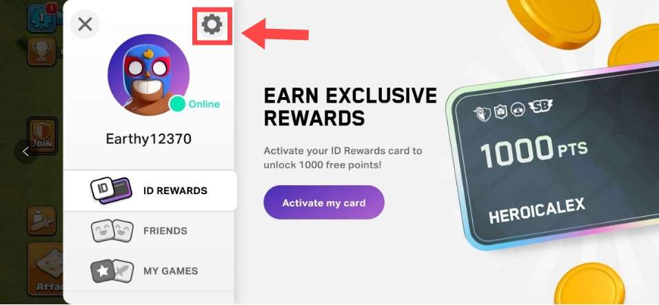 Clash of Clans settings button