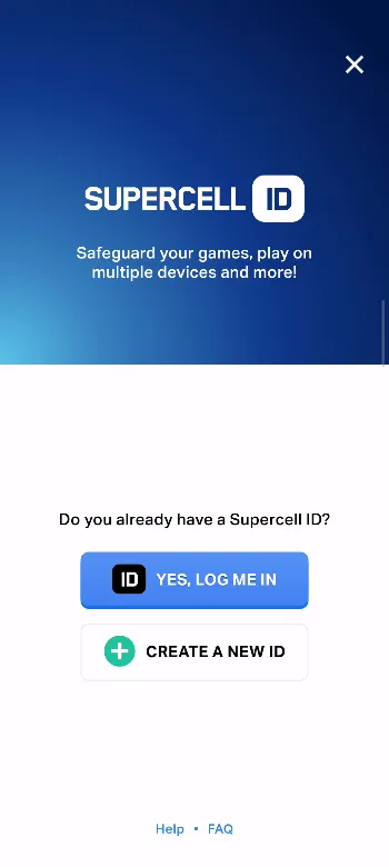 Iniciar sesión o crear Supercell ID