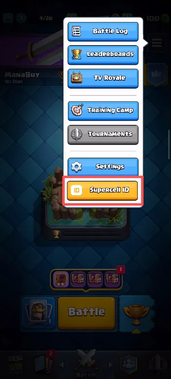 Pulsar el botón Supercell ID