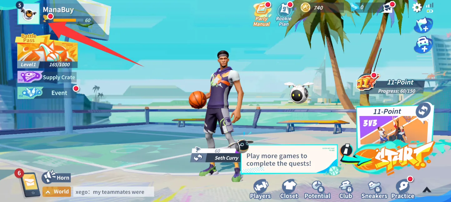 Emplacement de l’UID Dunk City Dynasty sur l’interface principale