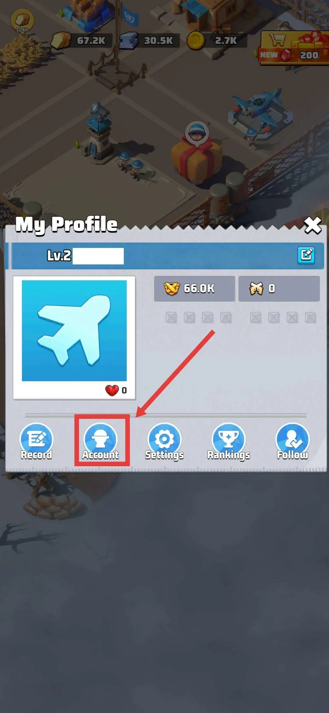 Last War Survival Account menu