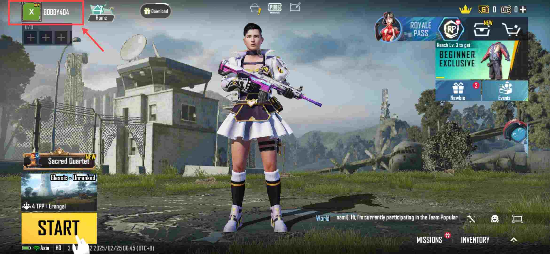 PUBG MOBILE main interface