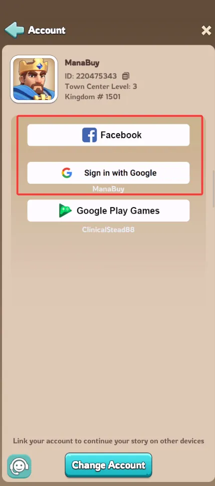 Kingshot link account