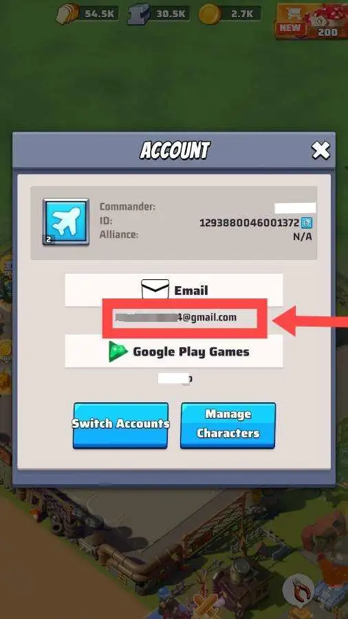 Last War Survival email account display