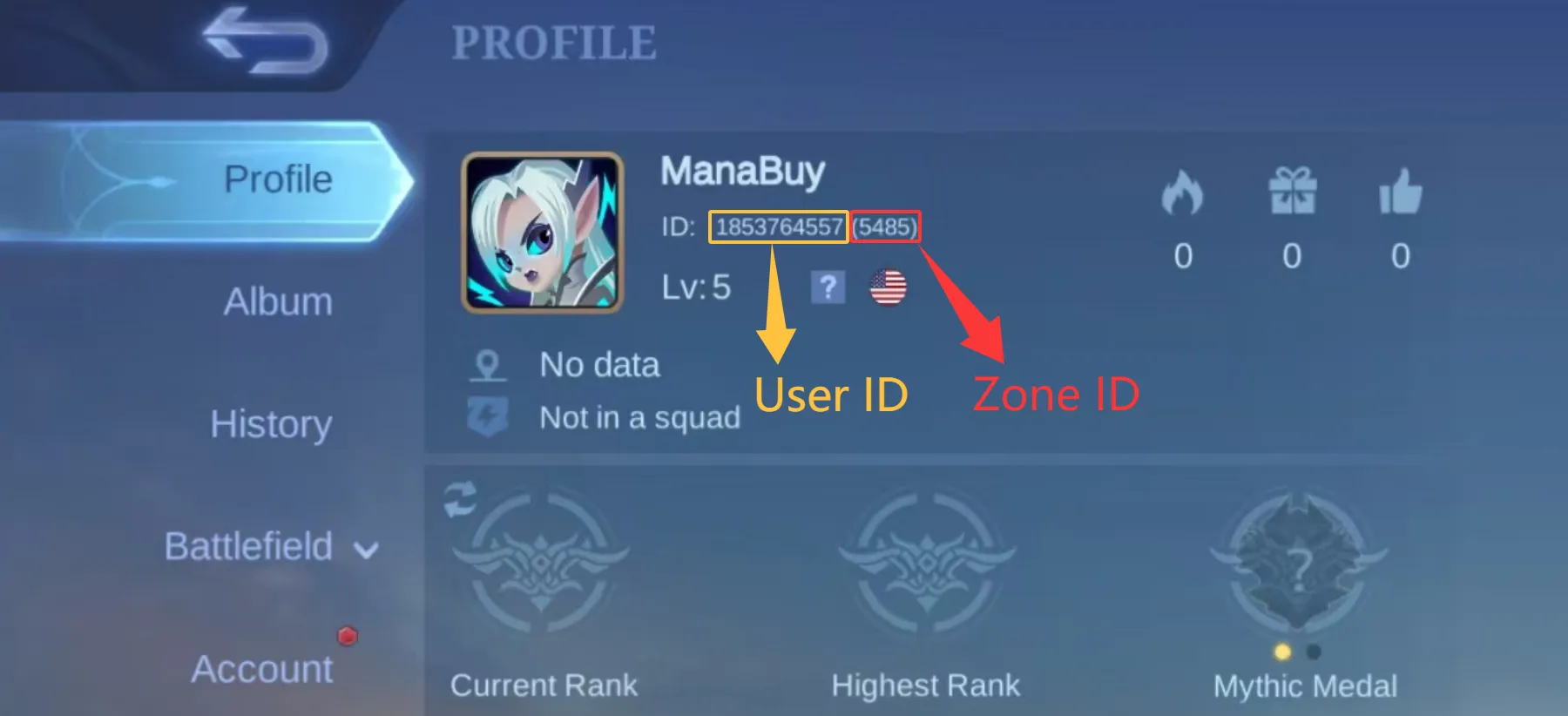 Mobile Legends: Bang Bang Profile Step 2