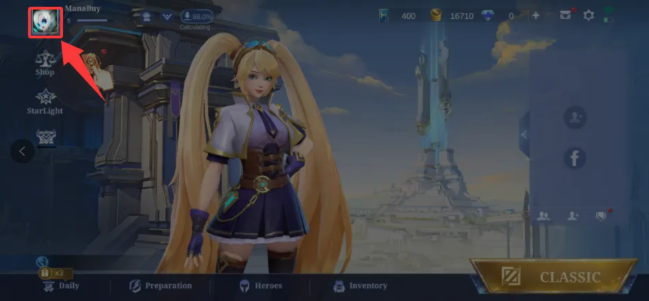 Mobile Legends: Bang Bang Profile Step 1