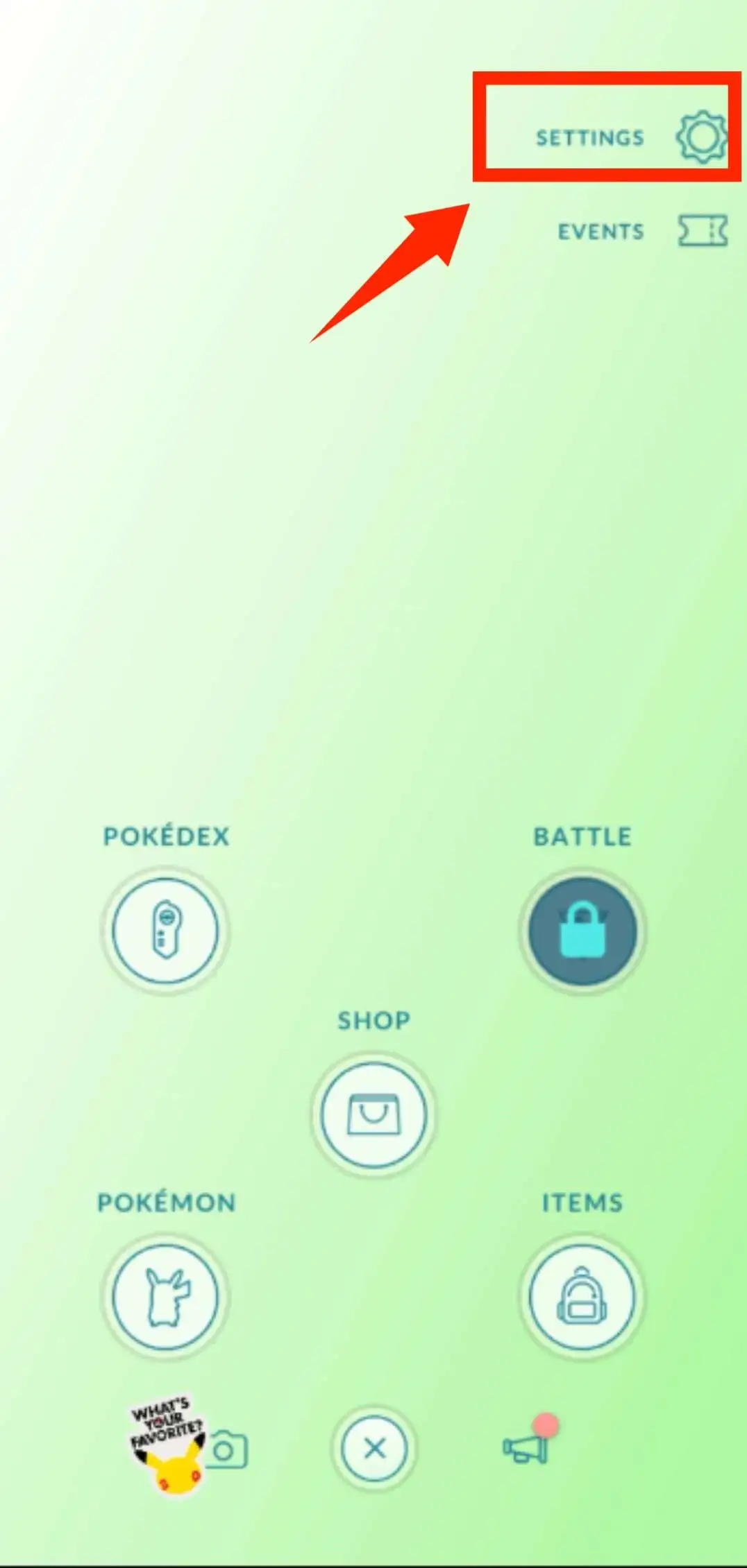 Pokémon GO Settings menu